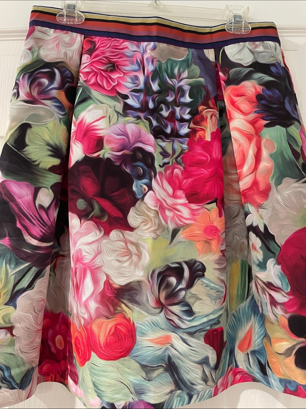 Ted Baker Bright Pink & Multicolor Floral Print Skirt